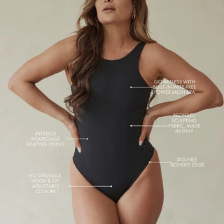 High Neck Hourglass Shapewear Thong Bodysuit