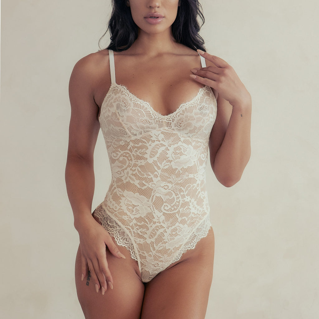 Pimfylm Pinsy Shapewear Bodysuit Lace Women's Embroidered lace