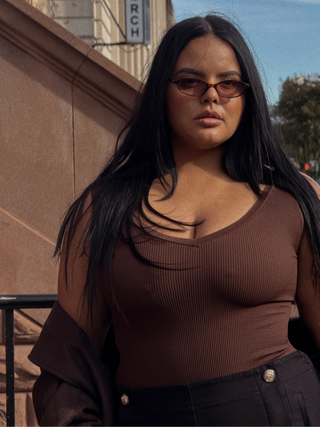 Rib Sculpt V-Neck Shapewear Bodysuit