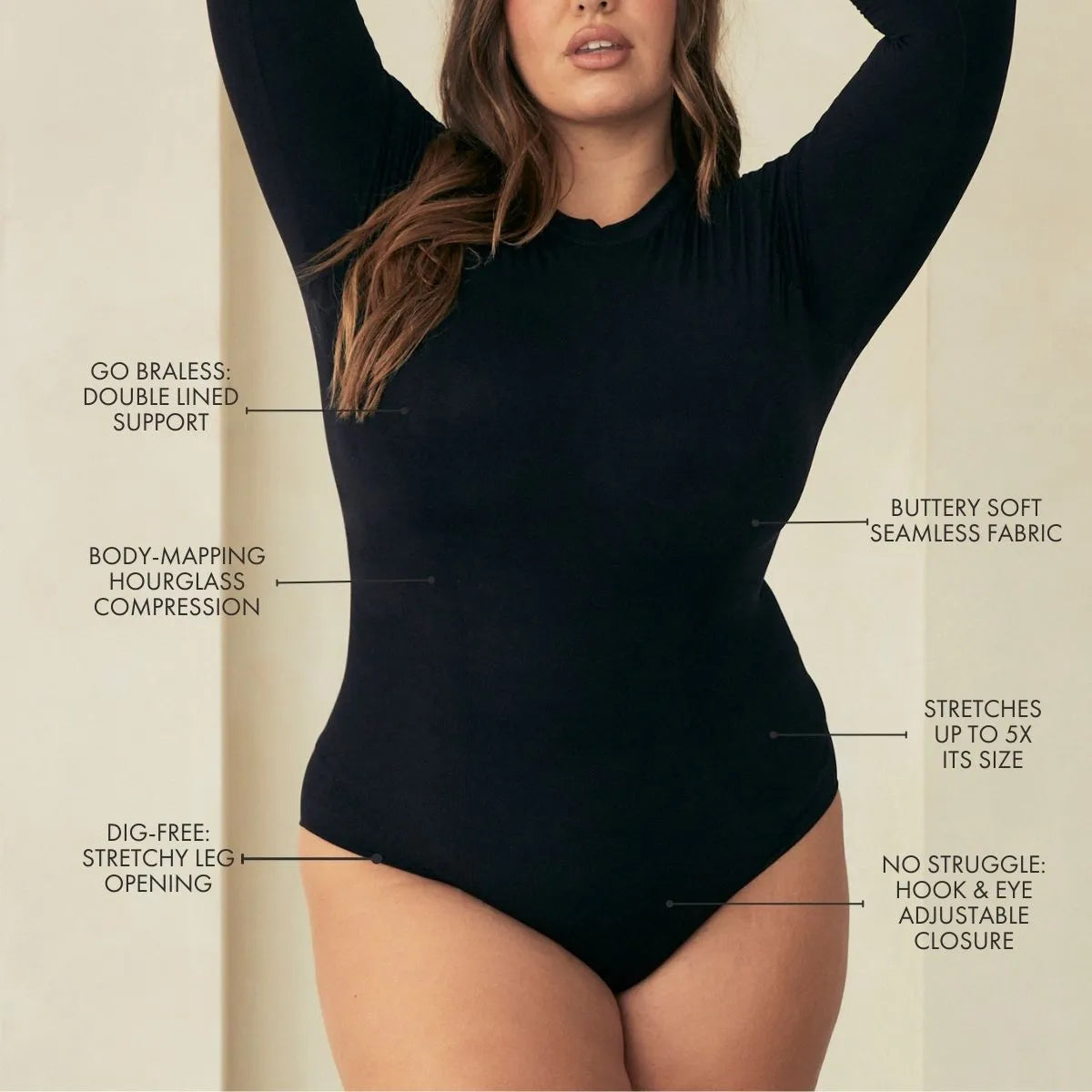  Longsleeve Bodysuit Shapewear For Women Tummy