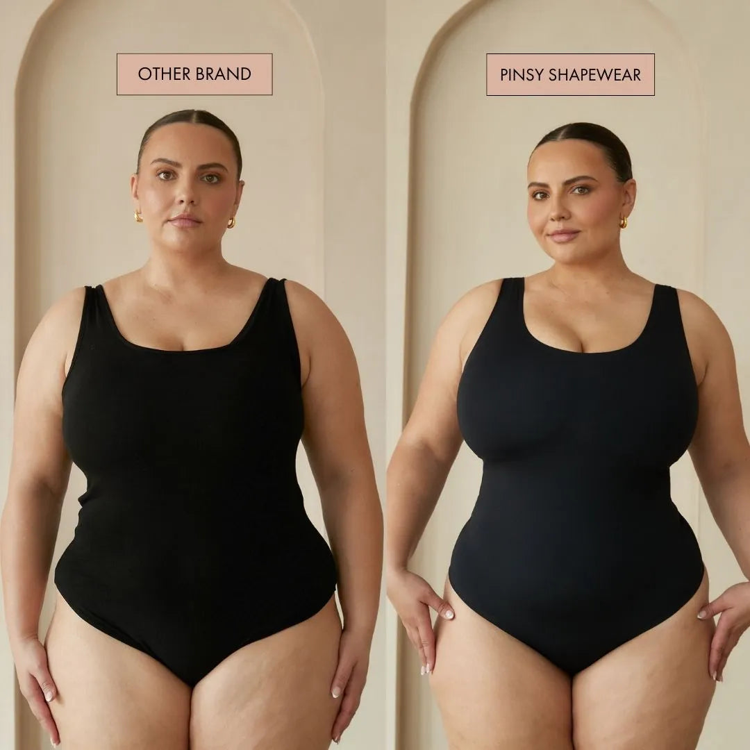 FOCUSSEXY Women Bodysuit Tops Body Shaper Round Neck Shapewear Tummy  Control Bodysuit Sleeveless Workout Tanks Tops Waist Trainer Vest Thong  Shaper