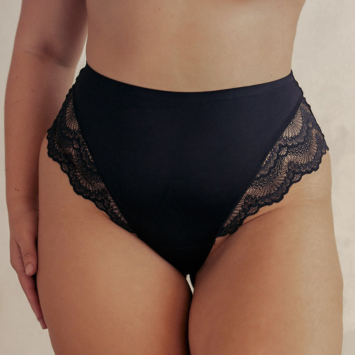Pinsy Shapewear  High-Waist Smoothing Lace Hipster Panty Black